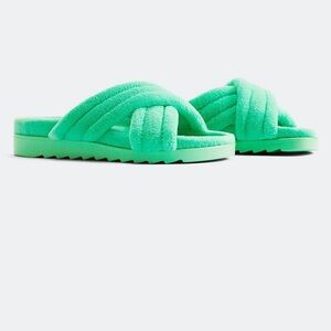 NIB- Fabletics- Terry Criss cross slides in Tropical Water